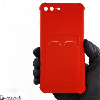 Anti-Shock dėklas su kišenėle - raudonas (Apple Iphone 7 Plus/8 Plus)